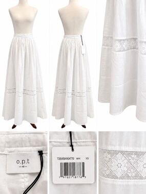 NWT o.p.t Lennon White Cotton Lace Maxi Skirt XS